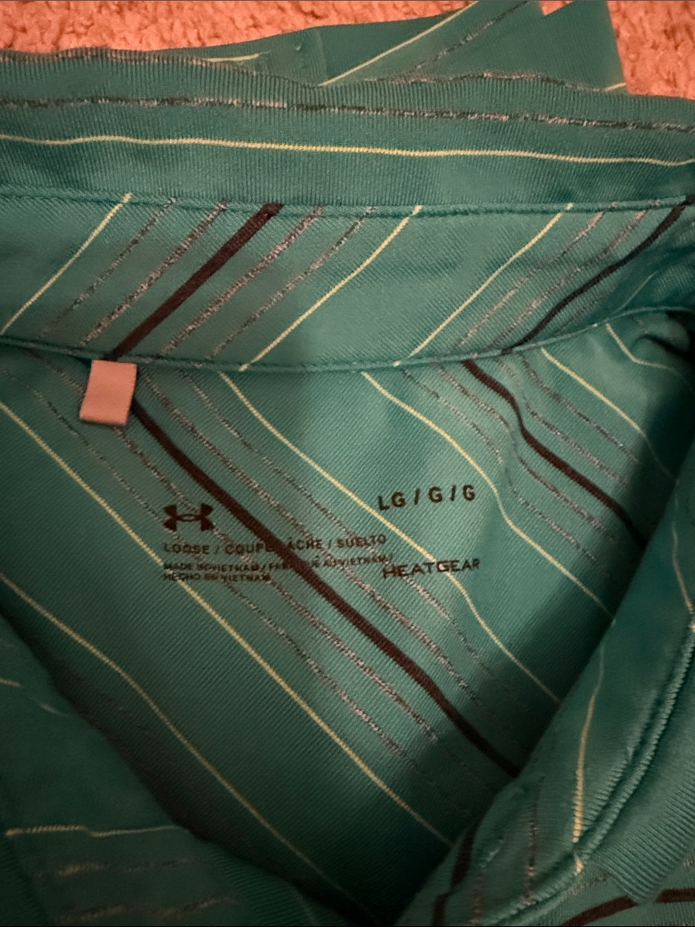Under Armour Teal Striped Golf Polo - Picture 2 of 6